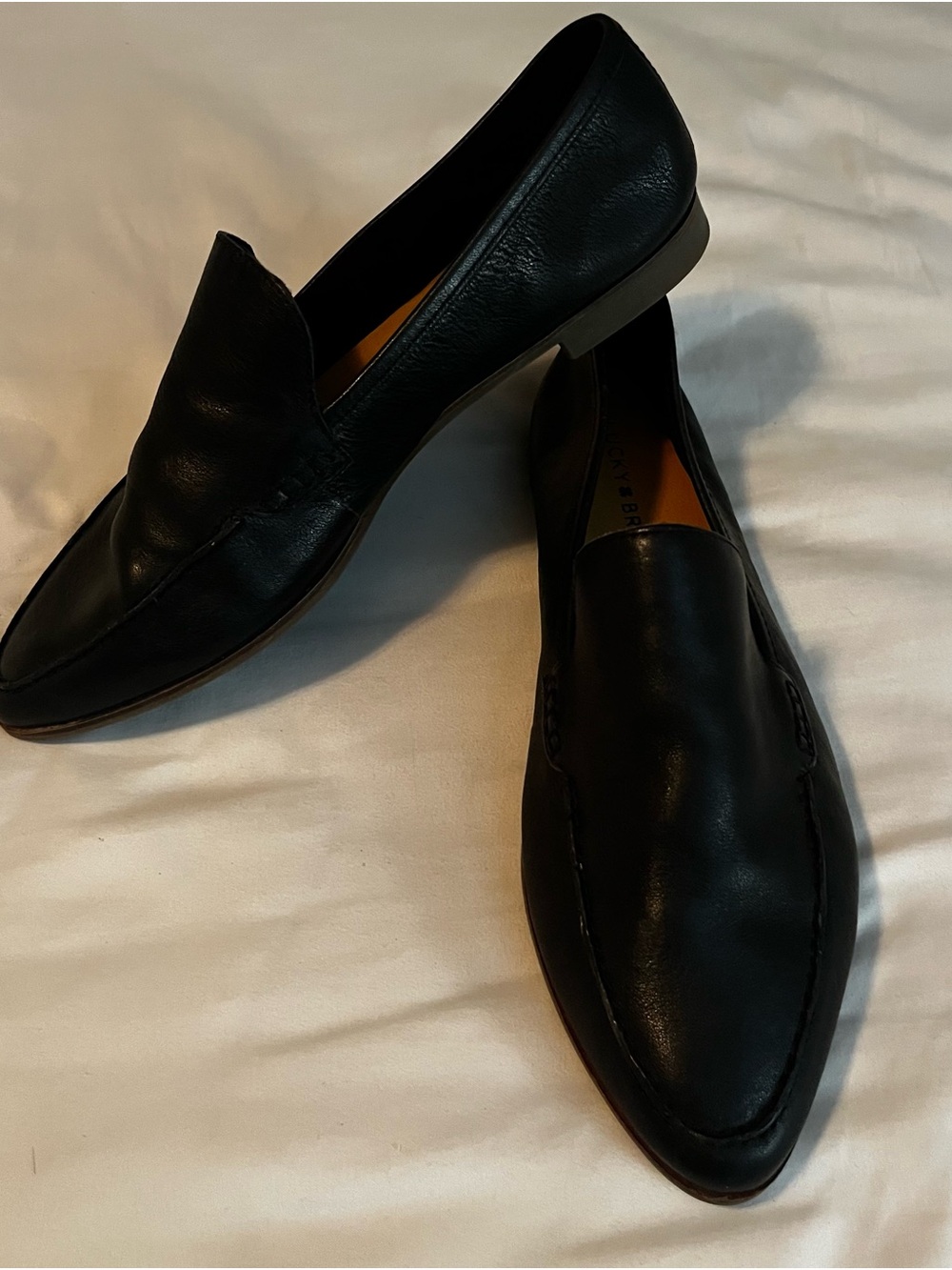 Lucky Brand classic Black Leather Slip-On Loafers for women